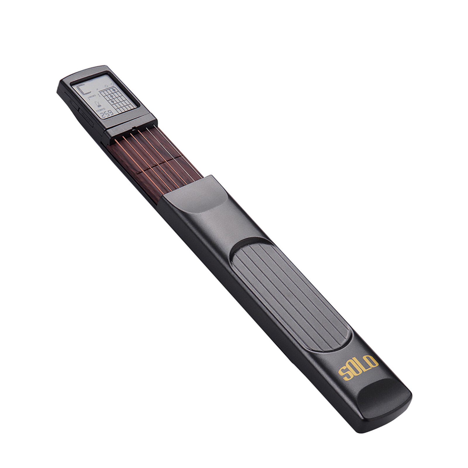 6-String Pocket Guitar Chord Trainer Folk Guitar Practice Tool Gadget 6 Frets with Rotatable Chords Chart Screen for Beginners fingering Practice